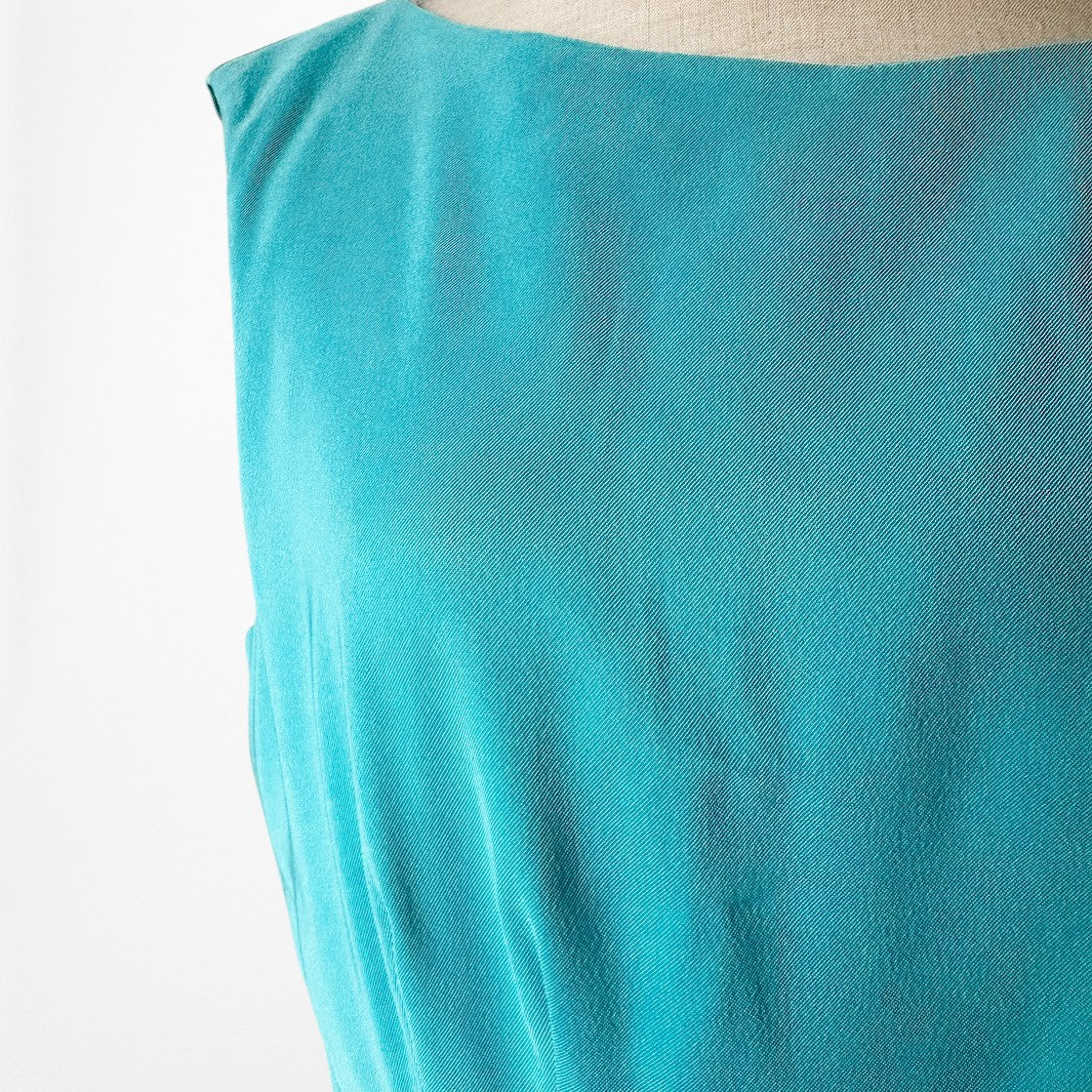 Vintage Y2K Blue Sleeveless Knee Length Bodycon Ruffle Cocktail Dress Size M