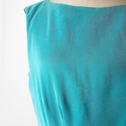 Vintage Y2K Blue Sleeveless Knee Length Bodycon Ruffle Cocktail Dress Size M