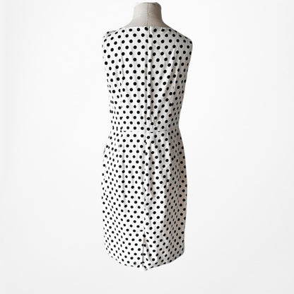 Vintage Y2K 90s Black White Polka Dot Retro Knee Length Bodycon Dress Size M