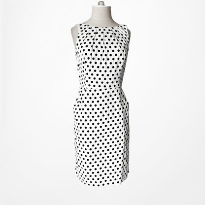 Vintage Y2K 90s Black White Polka Dot Retro Knee Length Bodycon Dress Size M