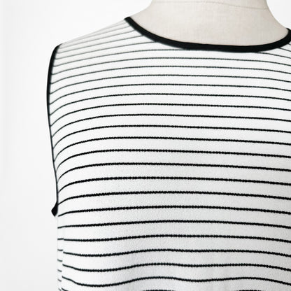 Vintage Y2K 90s White Black Striped Knit Sleeveless Casual Tank Top Size S/M