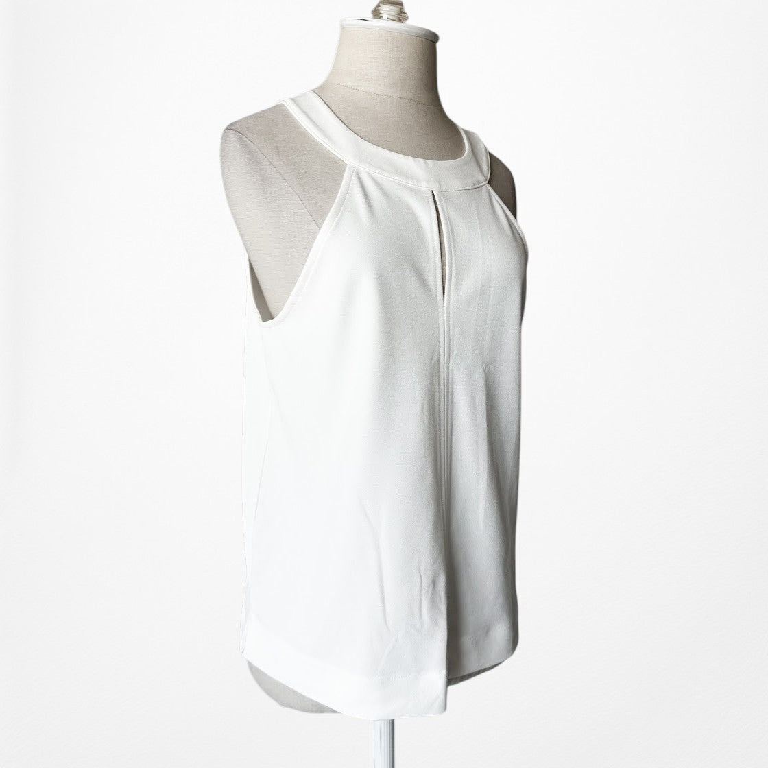 Vintage Y2K 90s White Halter Keyhole Neck Sleeveless Tank Top Blouse Size S/M