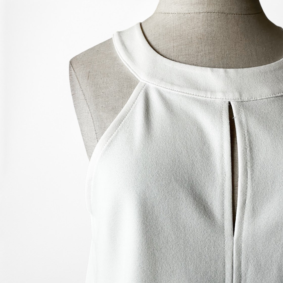 Vintage Y2K 90s White Halter Keyhole Neck Sleeveless Tank Top Blouse Size S/M