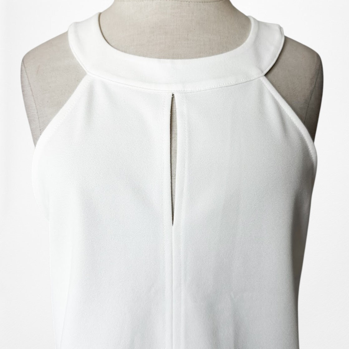 Vintage Y2K 90s White Halter Keyhole Neck Sleeveless Tank Top Blouse Size S/M