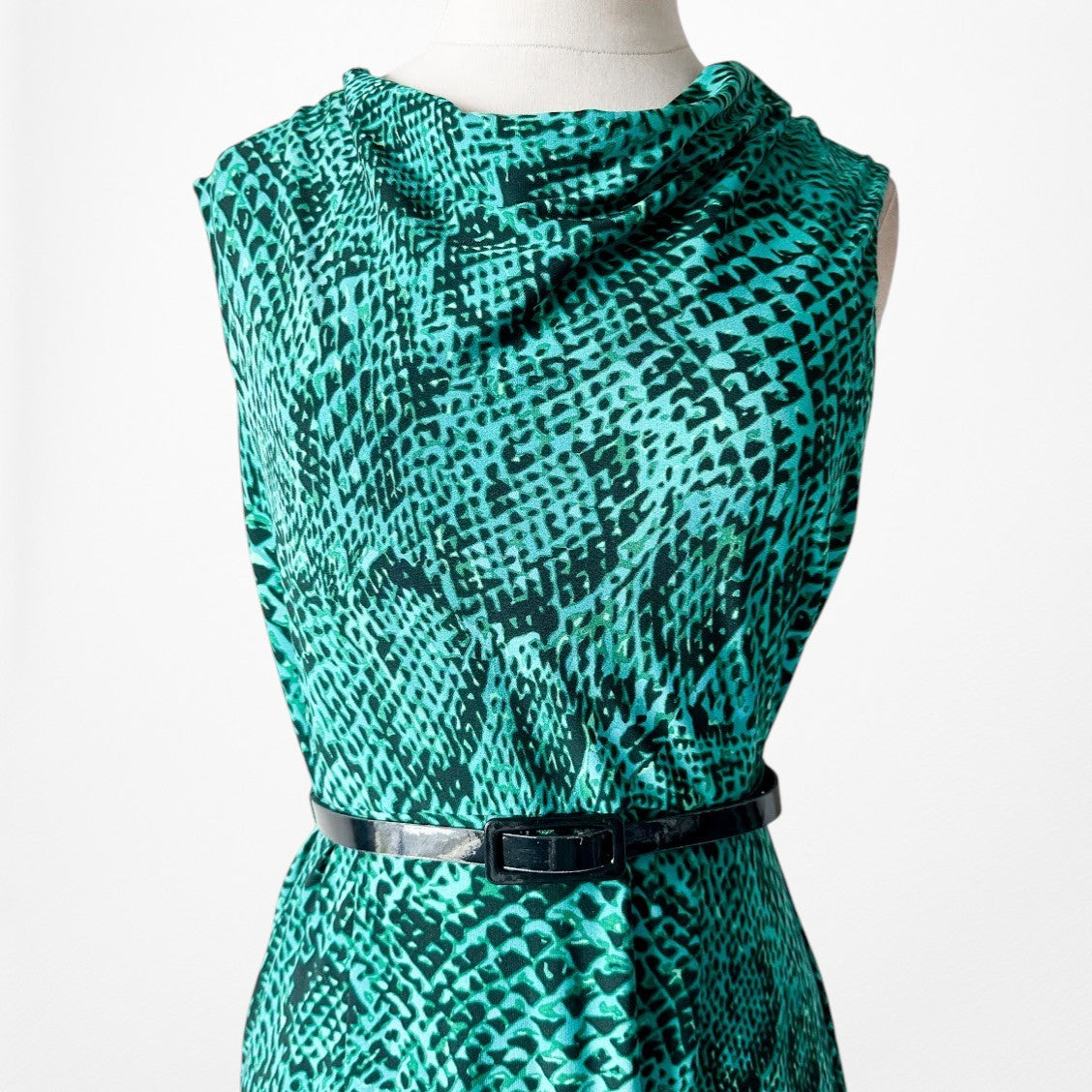 Vintage Y2K Sleeveless Green Purple Ombre Belted Knee Length Knit Dress Size S/M