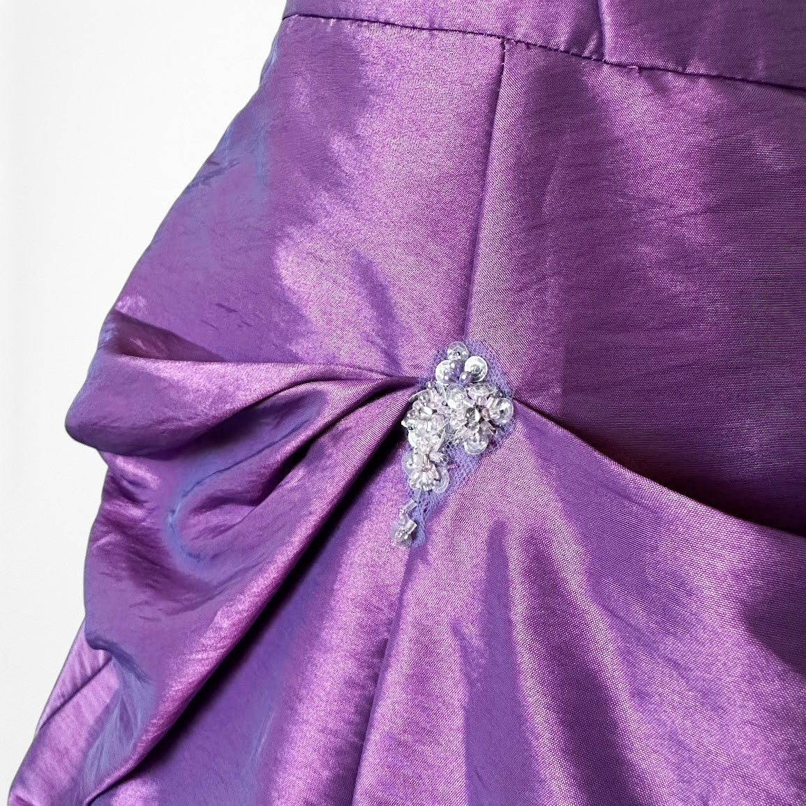Vintage Purple Strapless Princess Satin Tulle Lined Flared Maxi Prom Dress M