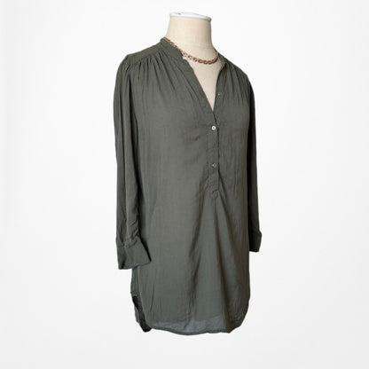 H&M Olive Green Button Down Long Sleeve Shirt Blouse Size 4/XS/S