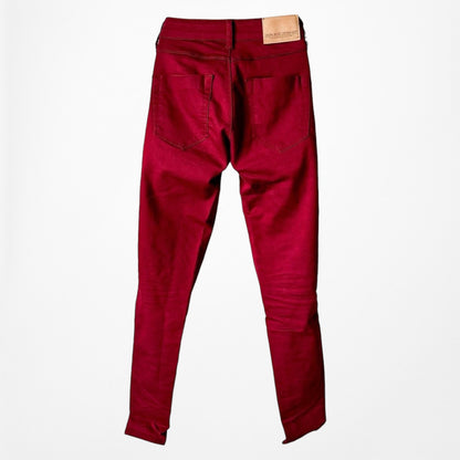 Zara Burgundy Red High Waisted Skinny Jeans Pants Trousers Size XS