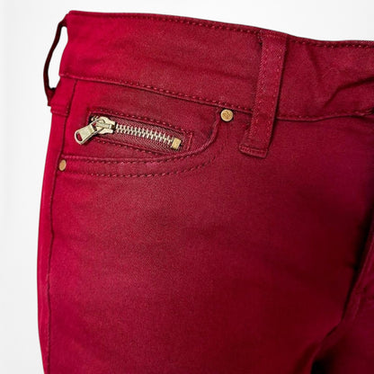 Zara Burgundy Red High Waisted Skinny Jeans Pants Trousers Size XS
