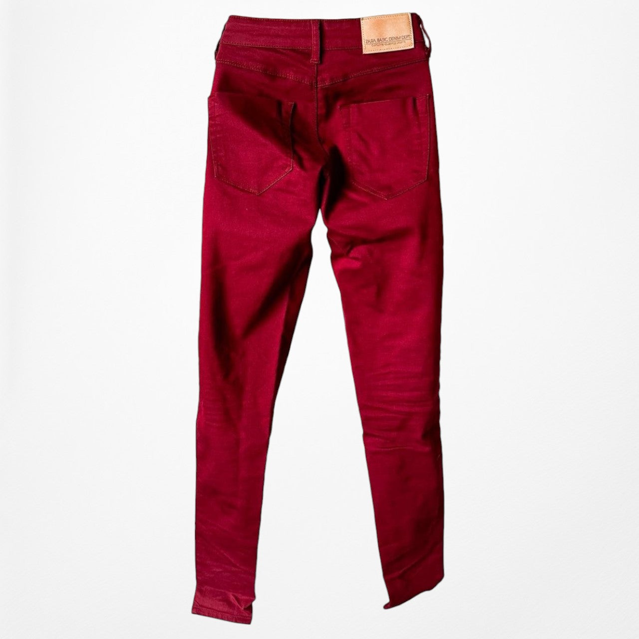 Zara Burgundy Red High Waisted Skinny Jeans Pants Trousers Size XS
