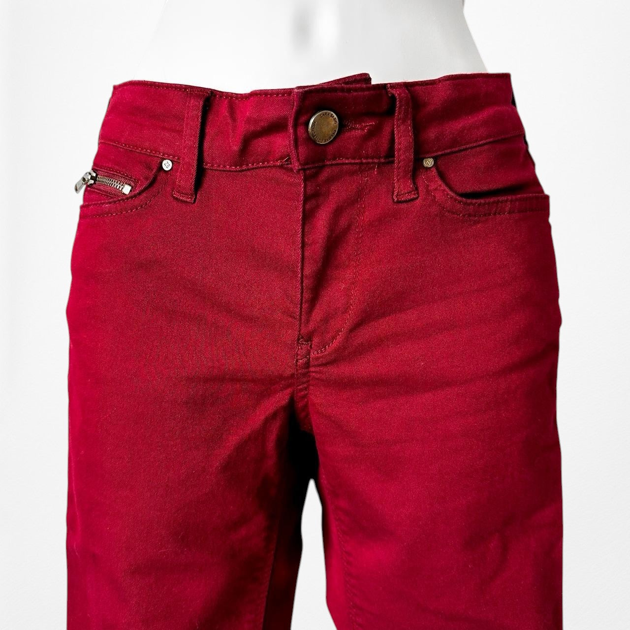 Zara Burgundy Red High Waisted Skinny Jeans Pants Trousers Size XS