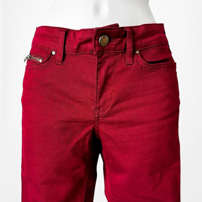 Zara Burgundy Red High Waisted Skinny Jeans Pants Trousers Size XS
