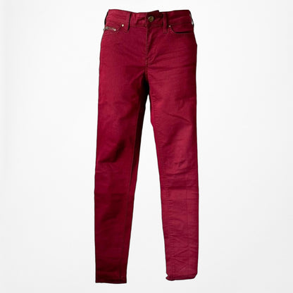 Zara Burgundy Red High Waisted Skinny Jeans Pants Trousers Size XS