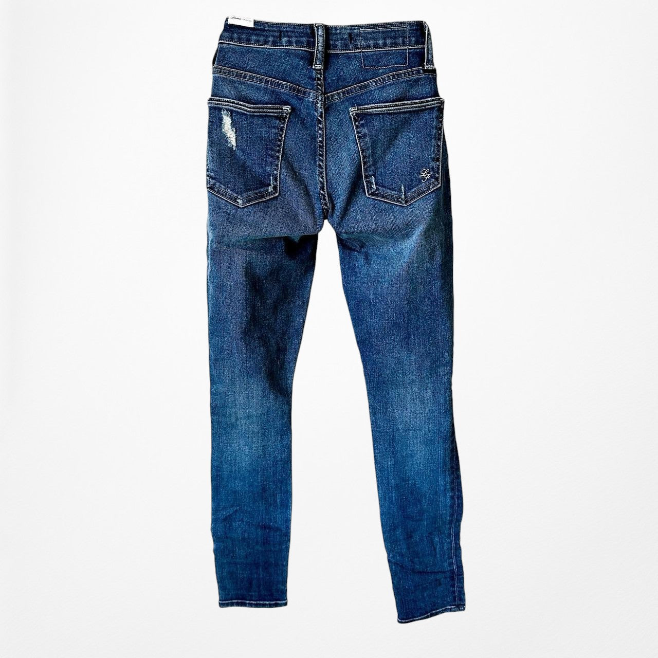 Lovers & Friends Dark Wash Denim Ripped Knee Mid Rise Skinny Jeans Size XS