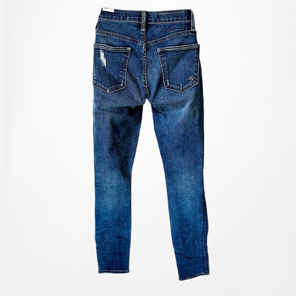 Lovers & Friends Dark Wash Denim Ripped Knee Mid Rise Skinny Jeans Size XS