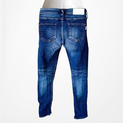 Regalect Dark Wash Ripped Knees Mid Rise Denim Distressed Skinny Jeans Size XS