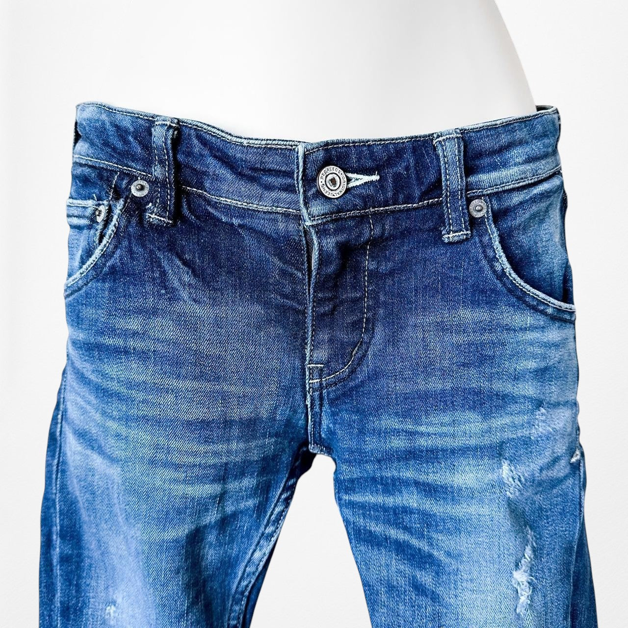 Regalect Dark Wash Ripped Knees Mid Rise Denim Distressed Skinny Jeans Size XS