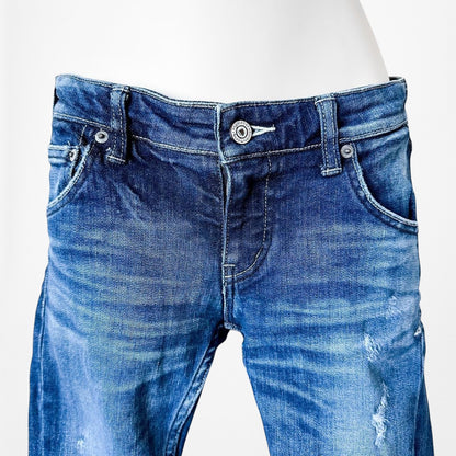 Regalect Dark Wash Ripped Knees Mid Rise Denim Distressed Skinny Jeans Size XS