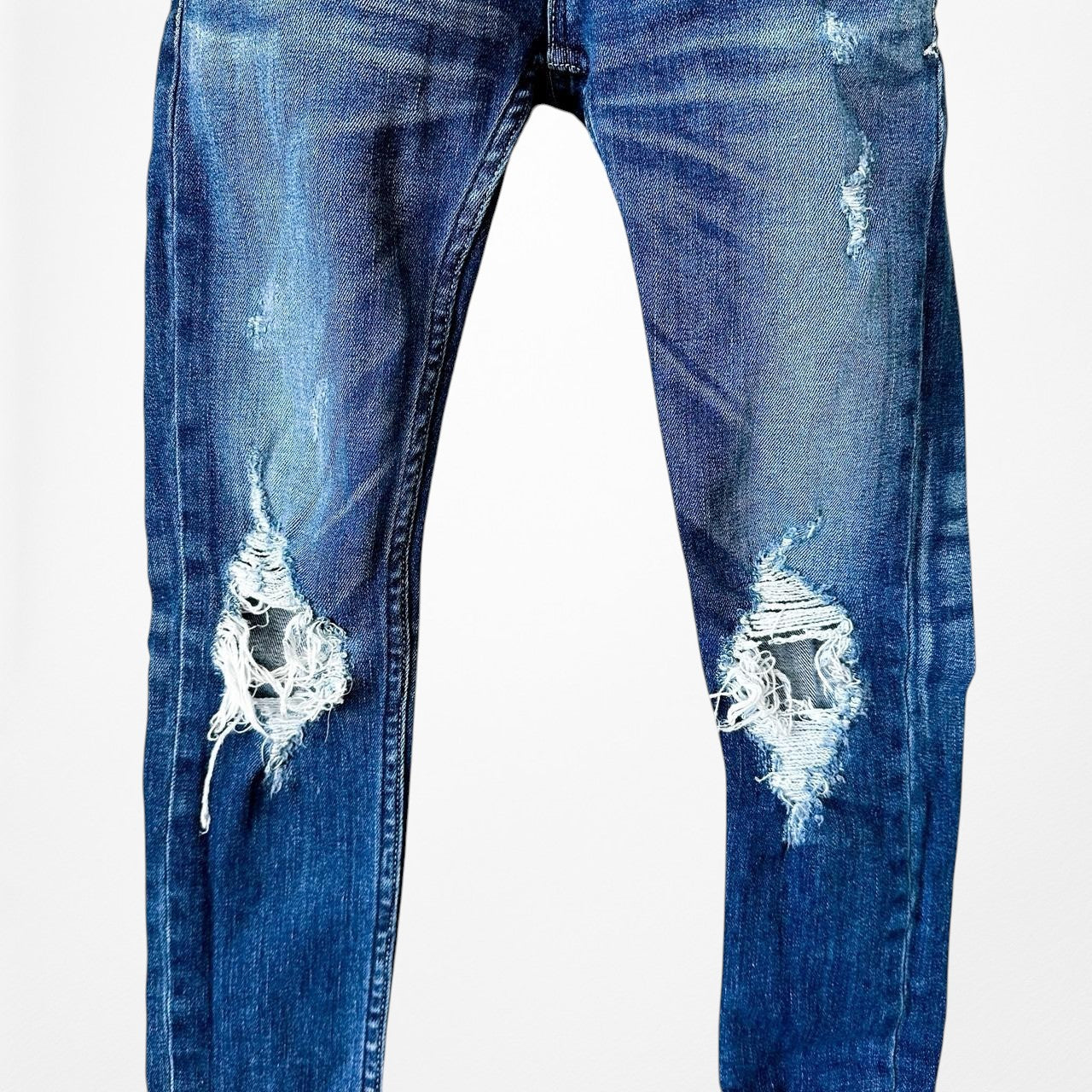 Regalect Dark Wash Ripped Knees Mid Rise Denim Distressed Skinny Jeans Size XS