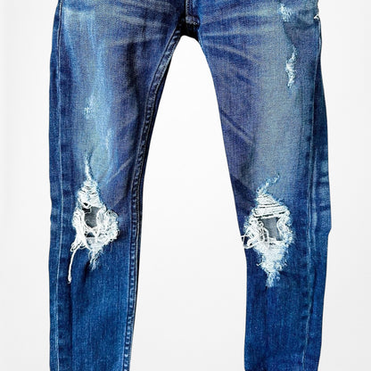 Regalect Dark Wash Ripped Knees Mid Rise Denim Distressed Skinny Jeans Size XS