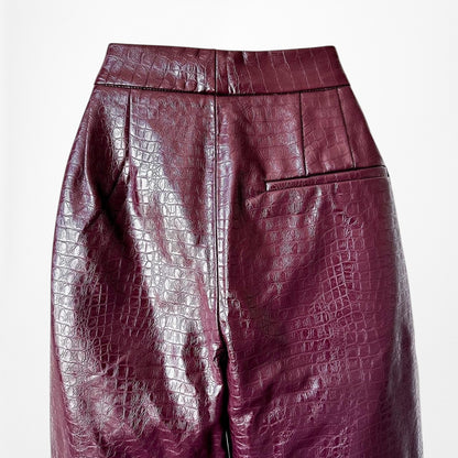 Zara Burgundy Red High Waisted Animal Snake Print Faux Leather Pants Size S/M