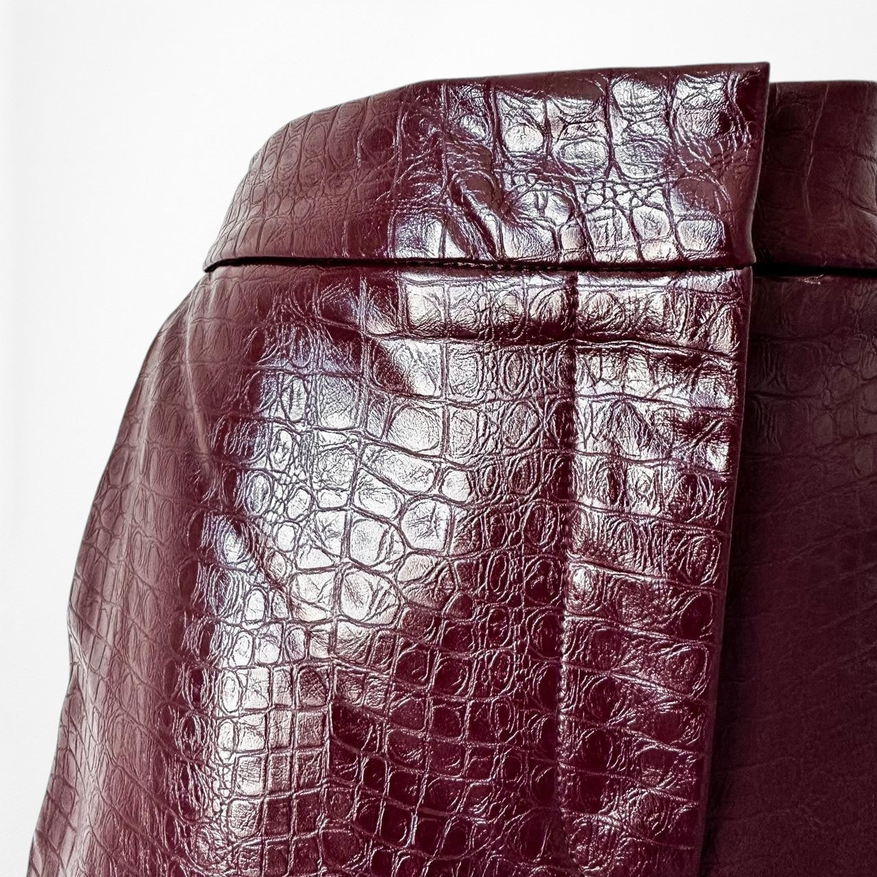 Zara Burgundy Red High Waisted Animal Snake Print Faux Leather Pants Size S/M