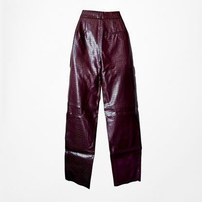 Zara Burgundy Red High Waisted Animal Snake Print Faux Leather Pants Size S/M