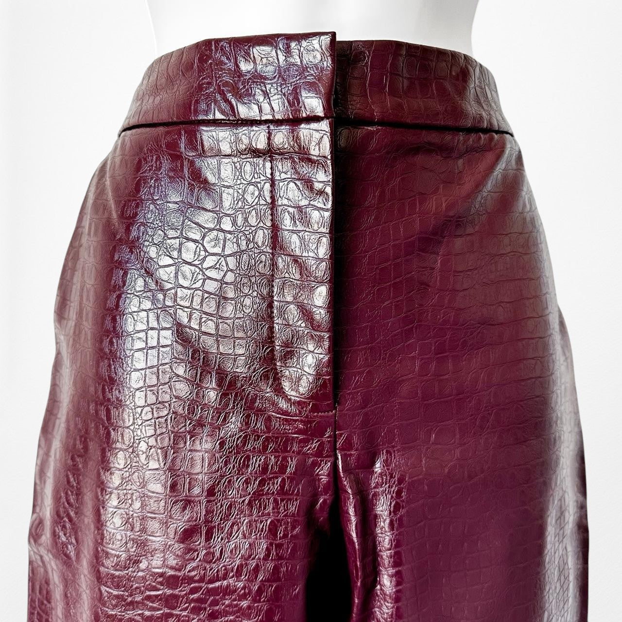 Zara Burgundy Red High Waisted Animal Snake Print Faux Leather Pants Size S/M