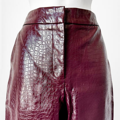 Zara Burgundy Red High Waisted Animal Snake Print Faux Leather Pants Size S/M