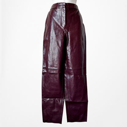 Zara Burgundy Red High Waisted Animal Snake Print Faux Leather Pants Size S/M