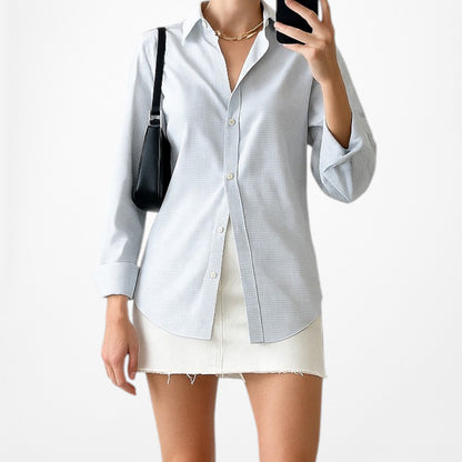 Zara Blue White Checkered Print Button Down Shirt Size S