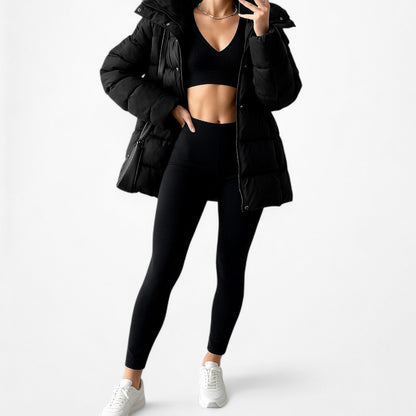 Jones New York Black Zip Up Puffer Jacket Coat Size XS/S