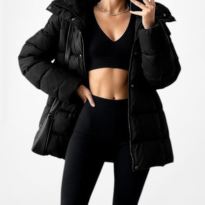 Jones New York Black Zip Up Puffer Jacket Coat Size XS/S