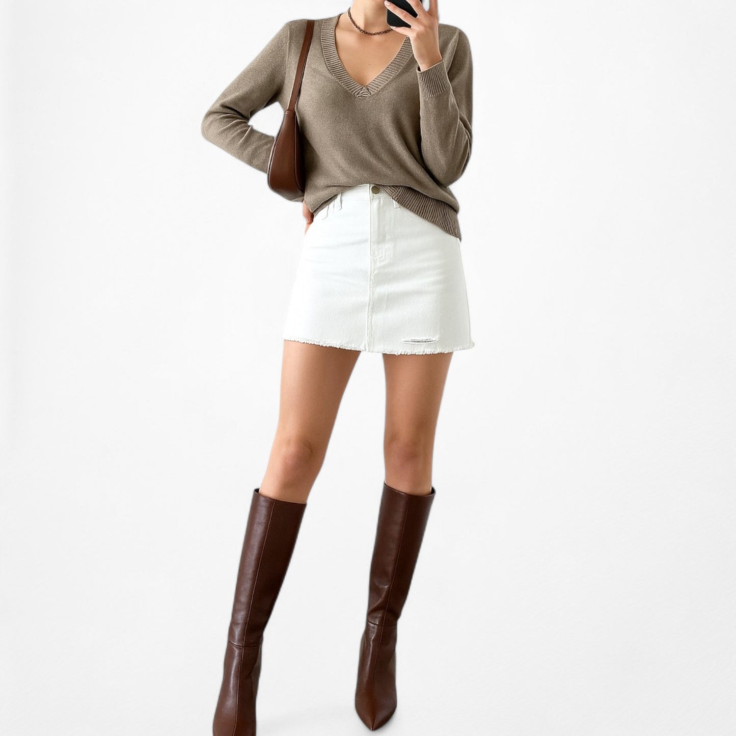 Vintage Y2K Gap Brown V-Neck Knit Long Sleeve Pullover Sweater Size XS/S/M