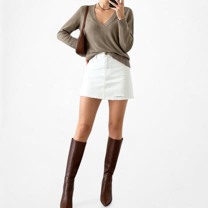 Vintage Y2K Gap Brown V-Neck Knit Long Sleeve Pullover Sweater Size XS/S/M