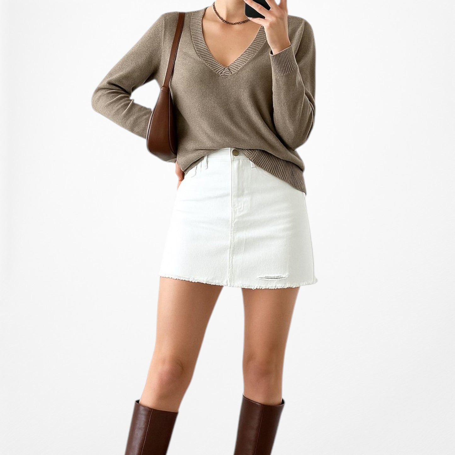 Vintage Y2K Gap Brown V-Neck Knit Long Sleeve Pullover Sweater Size XS/S/M