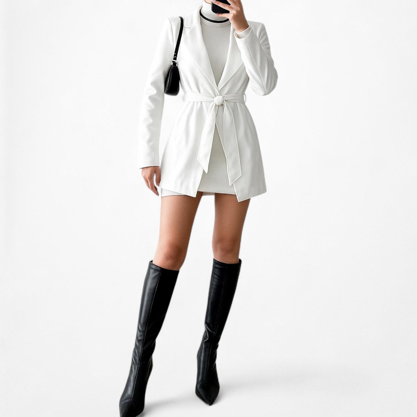 Vintage Y2K White Waist Tie Cardigan Blazer Jacket Size XS/S