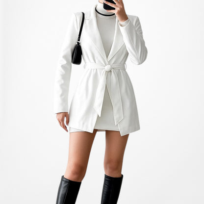 Vintage Y2K White Waist Tie Cardigan Blazer Jacket Size XS/S