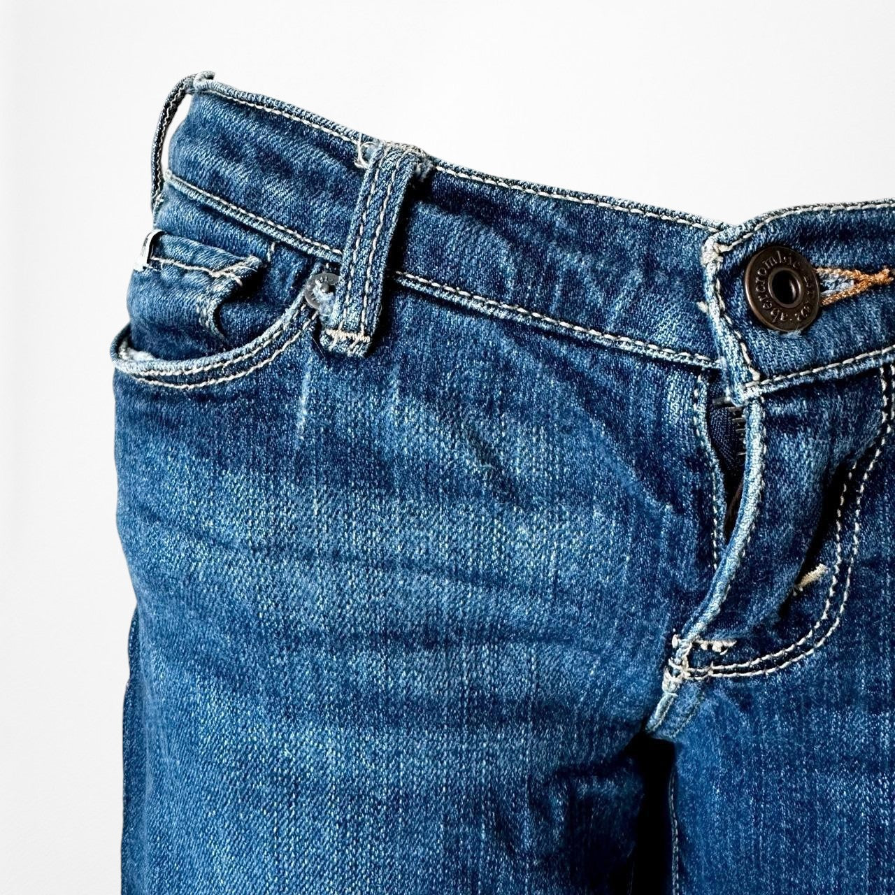 Vintage Y2K Abercrombie Dark Wash Low Rise Slim Straight Cut Denim Jeans Size XS