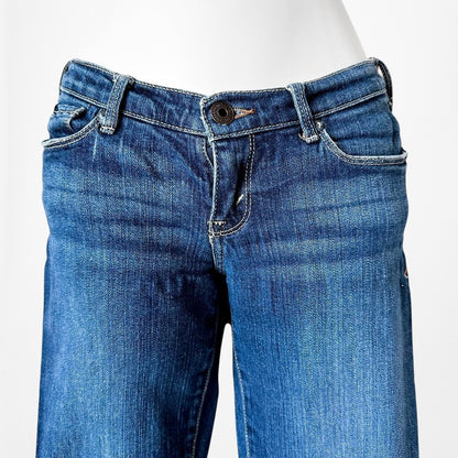 Vintage Y2K Abercrombie Dark Wash Low Rise Slim Straight Cut Denim Jeans Size XS