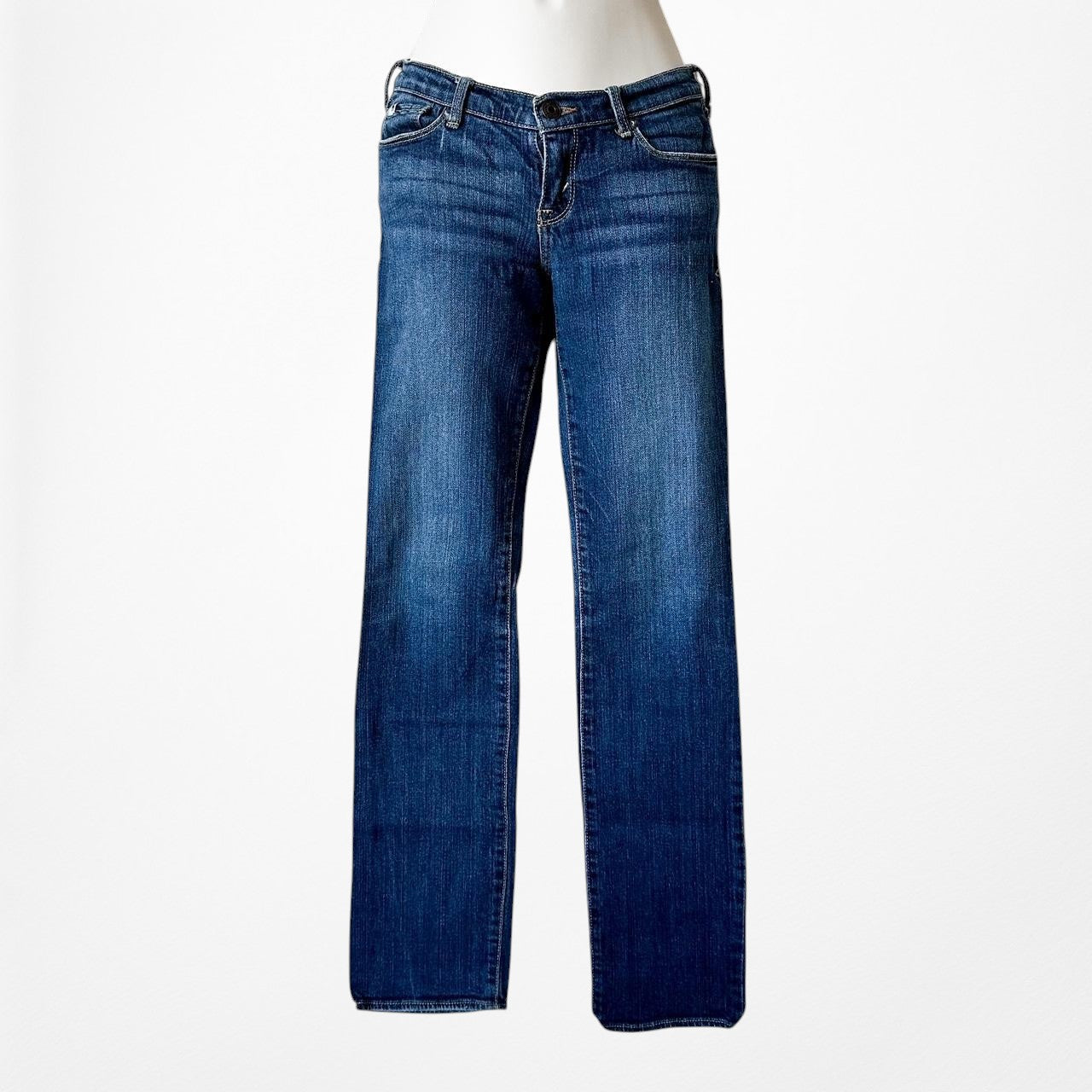 Vintage Y2K Abercrombie Dark Wash Low Rise Slim Straight Cut Denim Jeans Size XS