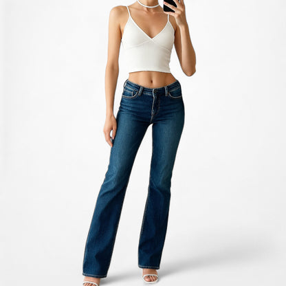 Vintage Y2K Abercrombie Dark Wash Low Rise Slim Straight Cut Denim Jeans Size XS