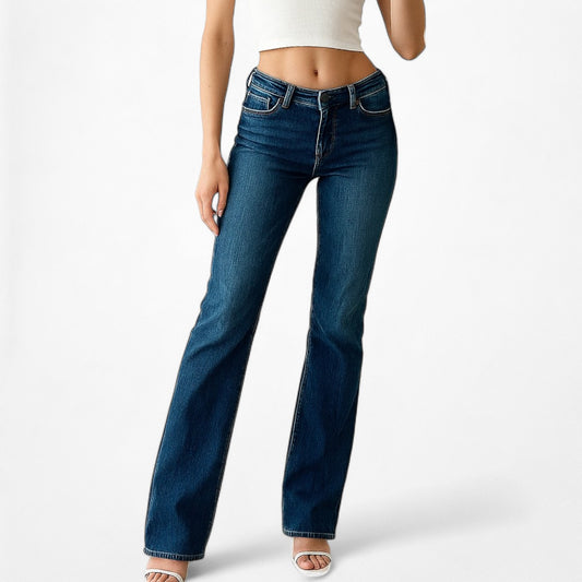 Vintage Y2K Abercrombie Dark Wash Low Rise Slim Straight Cut Denim Jeans Size XS