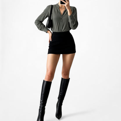 H&M Olive Green Button Down Long Sleeve Shirt Blouse Size 4/XS/S