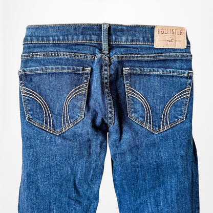 Hollister Dark Blue Wash Low Rise Slim Straight Cut Denim Jeans Size 1S/XS