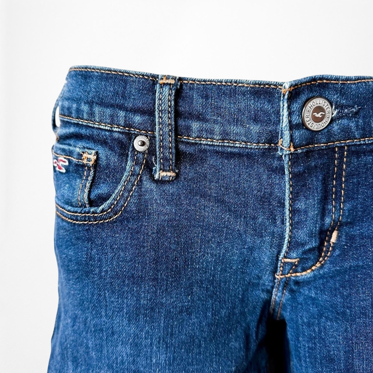 Hollister Dark Blue Wash Low Rise Slim Straight Cut Denim Jeans Size 1S/XS