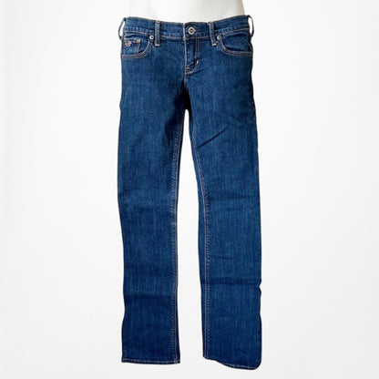 Hollister Dark Blue Wash Low Rise Slim Straight Cut Denim Jeans Size 1S/XS