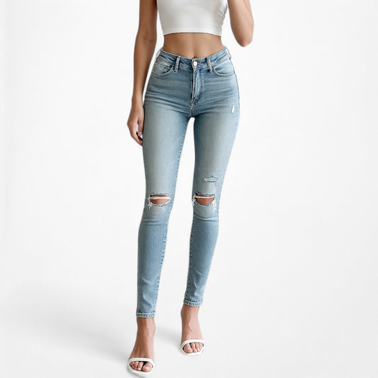 American Eagle Outfitters Light Wash Distressed Ripped Knees Skinny Jeans 00S