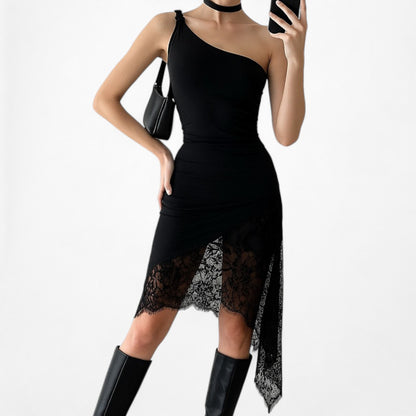 Vintage Y2K Arden B Black One Shoulder Fitted Knit Top Size XS/S