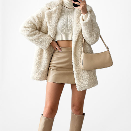 Mango Off White Teddy Bear Fleece Shearling Style Coat Jacket Size XXS/XS/S